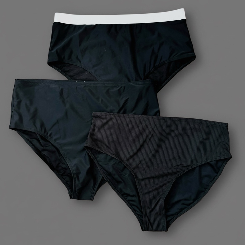 Bundle Lot of 3 Women’s Black High-Waist Swim Bottoms XXL NWT New
